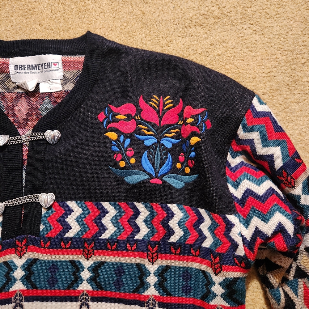 Obermeyer Multicolor Patterned Crew Neck Sweater - image 3